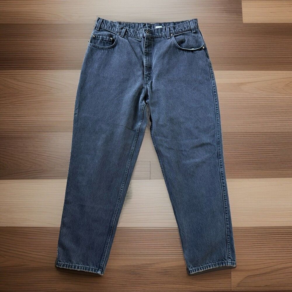 🔥Vintage Levi's Jeans Mens 38x31 Black Denim 545 Loose Fit Baggy 90s Orange Tab